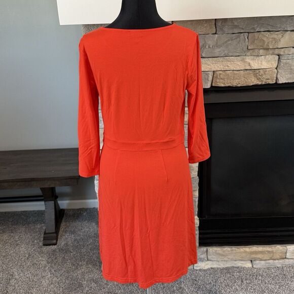Talbots Petites Red Dress Sz Small Fit & Flare Knit Ruched Dress Casual SP - Picture 2 of 4